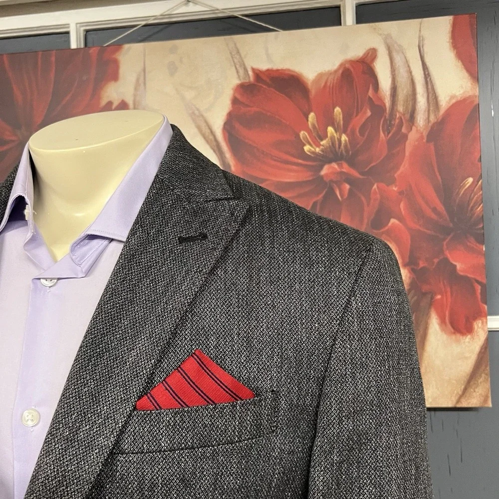 Joseph Abboud Knit Blazer Sport Coat Mens 42R Slim Fit Cotton Stretch Gray